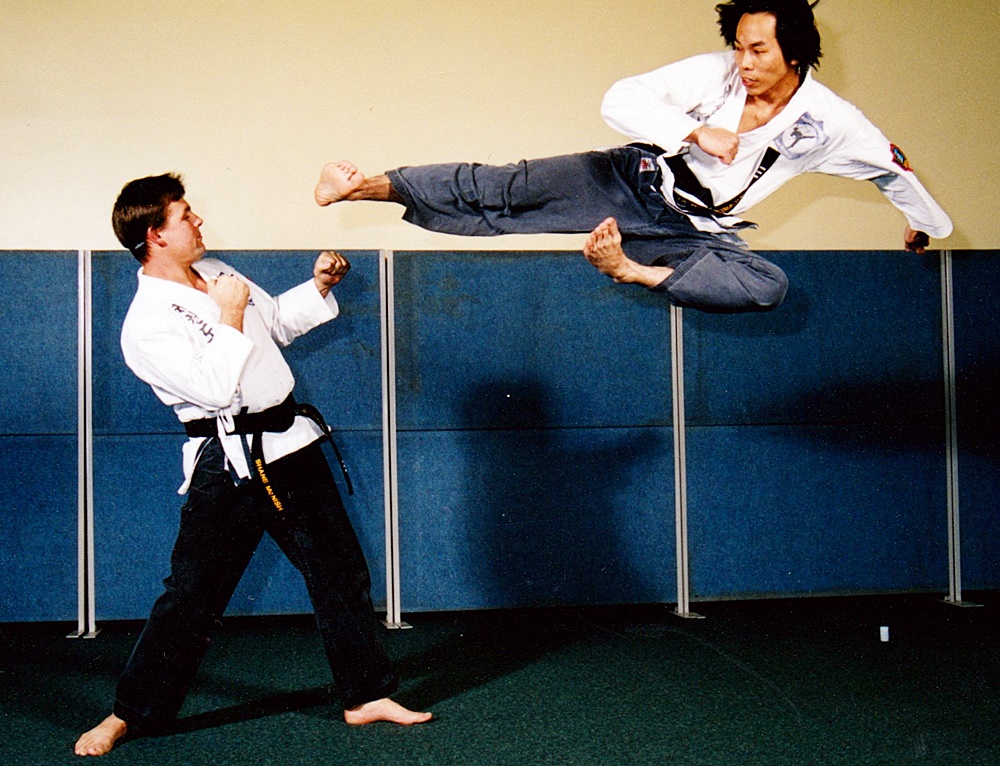 Taekwondo flying side kick