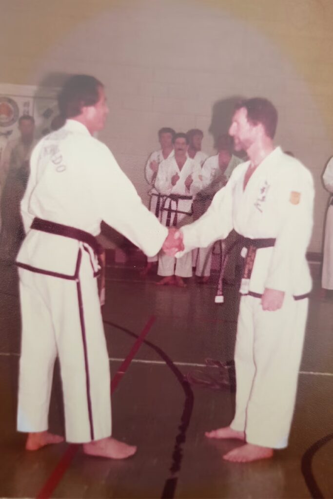 Trevor Dicks presented 3rd Degree black belt By Grand master Chong Chul Rhee