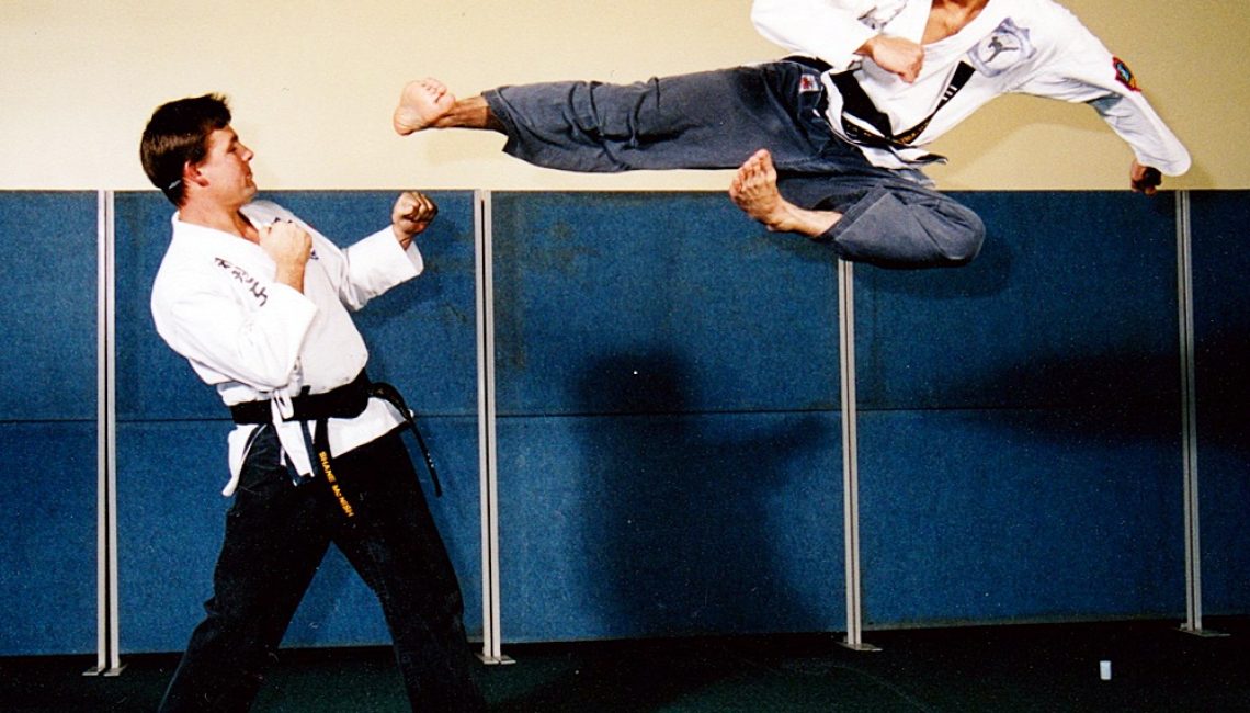 Taekwondo flying side kick